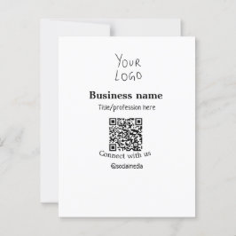 Contact opnemen met ons bedrijf logo QR social med Briefkaart