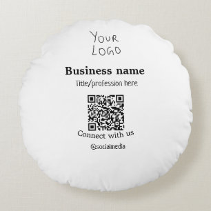 Contact opnemen met ons bedrijf logo QR social med Rond Kussen