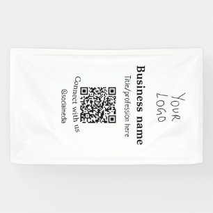 Contact opnemen met ons bedrijf logo QR social med Spandoek