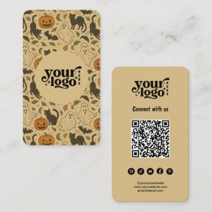 Contact opnemen met ons QR Code Retro Spooky Hallo Visitekaartje