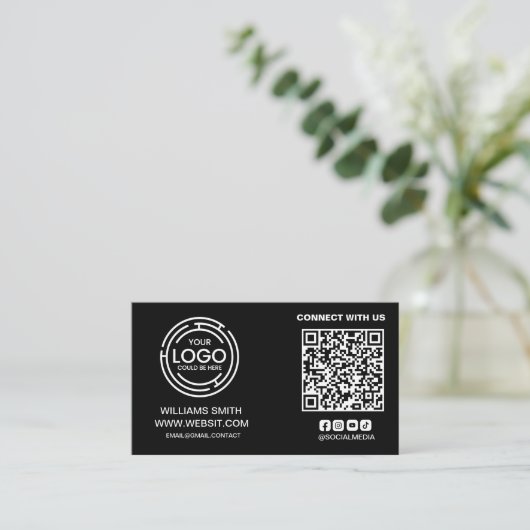 Contact opnemen met ons Social Media Qr Code Logo  Visitekaartje (Staand voorkant)