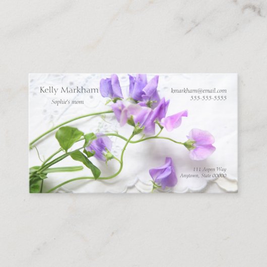 contacten met zoete peulen contactkaartje (Voorkant)