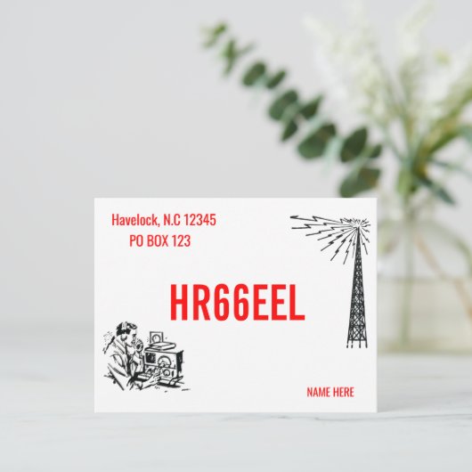 Contacten tussen Amateur Ham Radio QSL-kaartoperat Briefkaart (Staand voorkant)