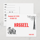Contacten tussen Amateur Ham Radio QSL-kaartoperat Briefkaart (Voorkant / Achterkant)