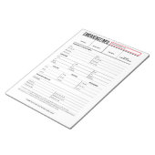 Contactformulier voor noodgevallen notitieblok (Schuin)