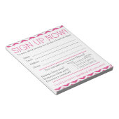 Contactgegevens roze en wit Chevron Notitieblok (Schuin)