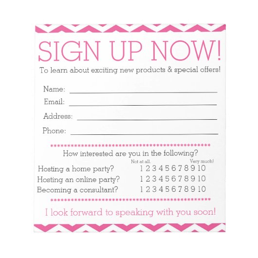 Contactgegevens roze en wit Chevron Notitieblok (Voorkant)