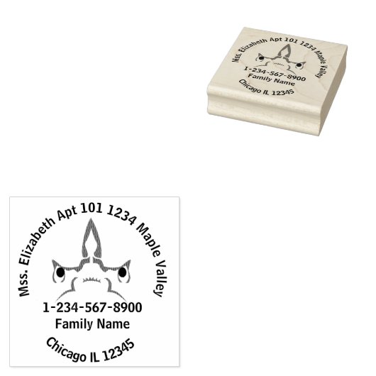 Contactgegevens van Angry Hammerhead Shark Rubberstempel (Gestempeld)