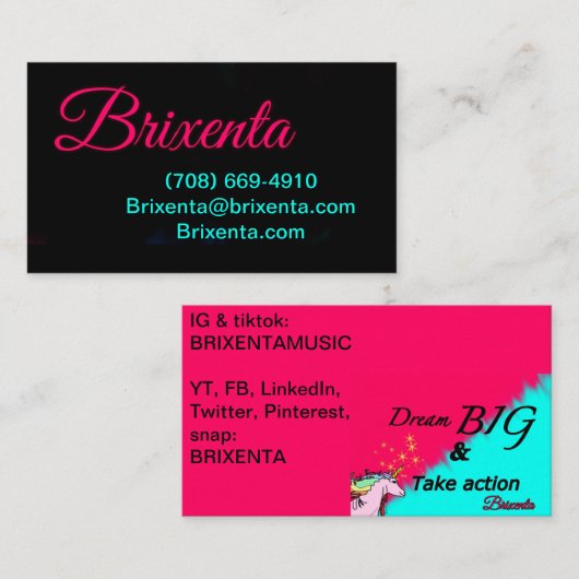 Contactgegevens van Brixenta Visitekaartje (Voorkant / Achterkant)