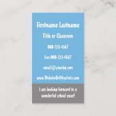 Contactgegevens wetenschapsleraar visitekaartje (Achterkant)