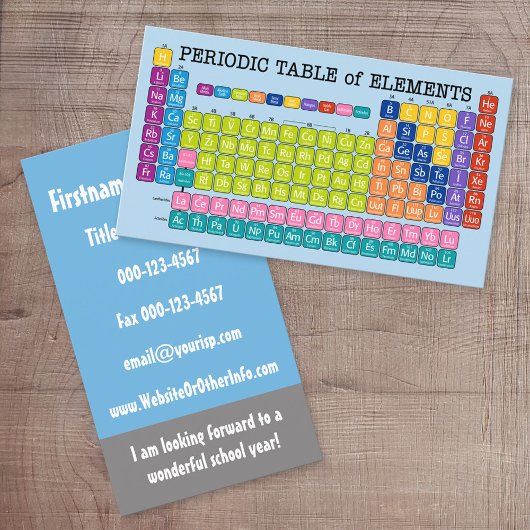 Contactgegevens wetenschapsleraar visitekaartje