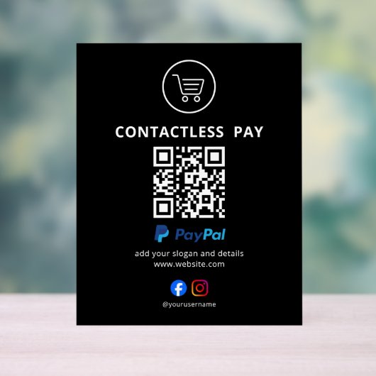 Contactloos Betaal QR Code Bord | PayPal | Makelaa (Neutraal)