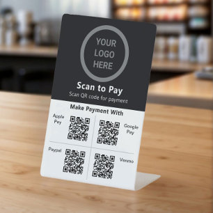 Contactloos Betalen Scan naar betalen QR Code Busi Reclamebord Met Voetstuk
