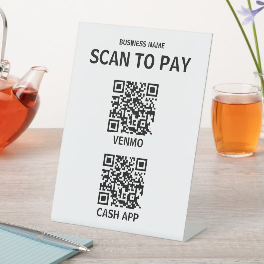 Contactloos QR-code Betaalteken, Modern Reclamebord Met Voetstuk (Insitu)