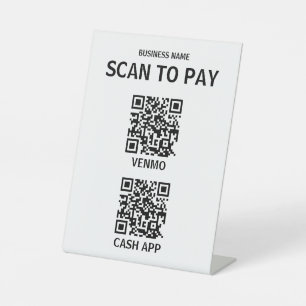 Contactloos QR-code Betaalteken, Modern Reclamebord Met Voetstuk