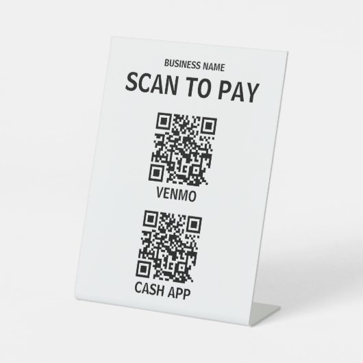 Contactloos QR-code Betaalteken, Modern Reclamebord Met Voetstuk (Voorkant)