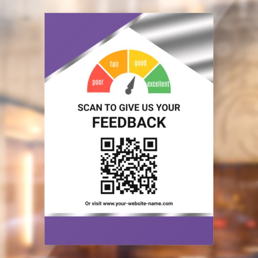Contactloos QR Code Klantfeedback Paars Raamsticker (Vel 2)