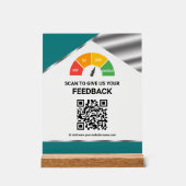 Contactloos QR-code klantfeedback Teal Acryl Bord (Voorkant)
