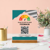 Contactloos QR-code klantfeedback Teal Acryl Bord (Huwelijk)
