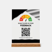 Contactloos QR-code klantfeedback Zwart Acryl Bord (Voorkant)