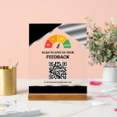 Contactloos QR-code klantfeedback Zwart Acryl Bord (Huwelijk)