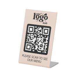 Contactloos QR Code Restaurant Menu met Logo Reclamebord Met Voetstuk