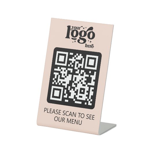 Contactloos QR Code Restaurant Menu met Logo Reclamebord Met Voetstuk