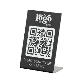 Contactloos QR Code Restaurant Menu met Logo Reclamebord Met Voetstuk