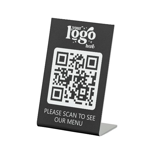 Contactloos QR Code Restaurant Menu met Logo Reclamebord Met Voetstuk