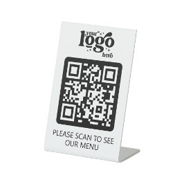 Contactloos QR Code Restaurant Menu met Logo Reclamebord Met Voetstuk