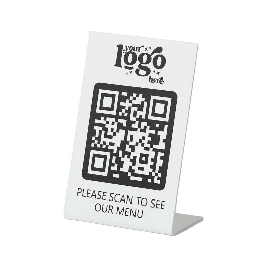 Contactloos QR Code Restaurant Menu met Logo Reclamebord Met Voetstuk