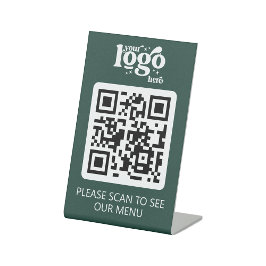 Contactloos QR Code Restaurant Menu met Logo Reclamebord Met Voetstuk