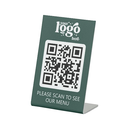 Contactloos QR Code Restaurant Menu met Logo Reclamebord Met Voetstuk