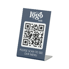 Contactloos QR Code Restaurant Menu met Logo Reclamebord Met Voetstuk