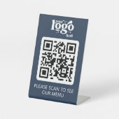 Contactloos QR Code Restaurant Menu met Logo Reclamebord Met Voetstuk (Voorkant)