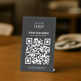 Contactloos QR Code Restaurant Zwart-wit Logo Reclamebord Met Voetstuk