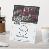 Contactloos QR-codenummer | Logo Zwart Modern Reclamebord Met Voetstuk (Insitu)
