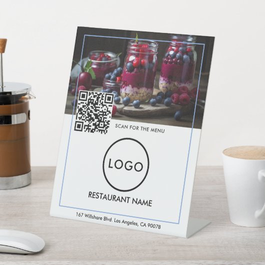 Contactloos QR-codenummer | Logo Zwart Modern Reclamebord Met Voetstuk (Insitu)