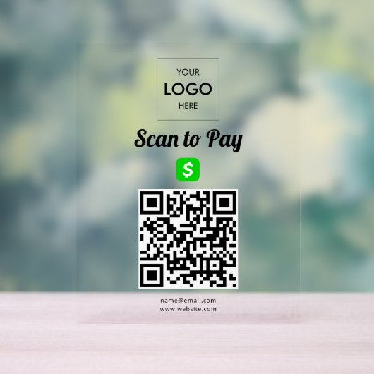 Contactloze betaling QR-code Business Logo Acryl Acryl Bord (Neutraal)
