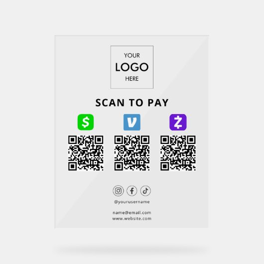 Contactloze betaling QR-code Business Logo Acryl Acryl Bord (Voorkant)