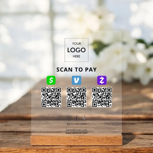 Contactloze betaling QR-code Business Logo Acryl Acryl Bord