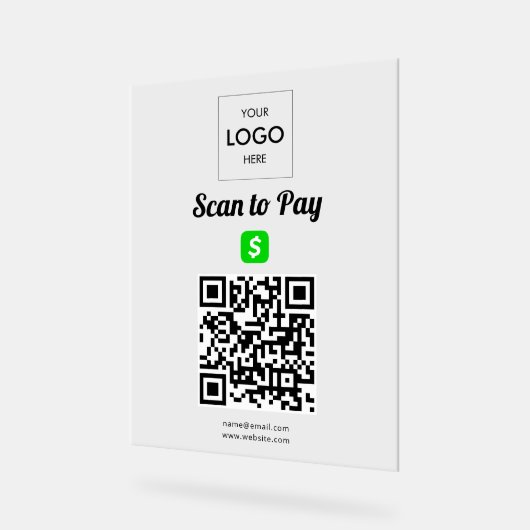 Contactloze betaling QR-code Business Logo Acryl Bord (Hoek)