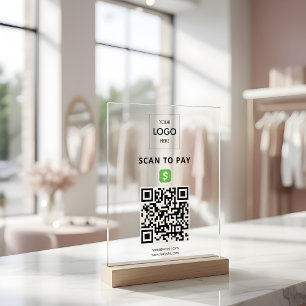 Contactloze betaling QR-code Business Logo Acryl Bord