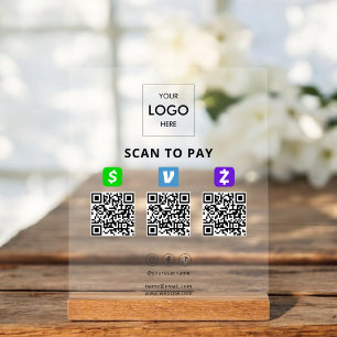 Contactloze betaling QR-code Business Logo Acryl Bord