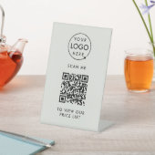 Contactloze prijslijst | Grijze zakelijke Logo QR Reclamebord Met Voetstuk (Insitu)