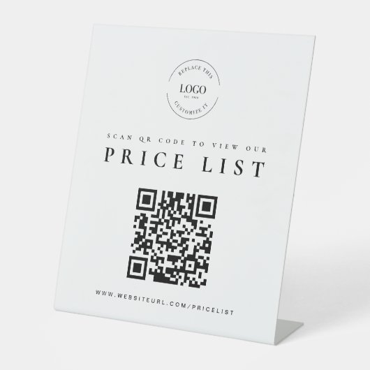 Contactloze prijslijst QR Code Business logo Reclamebord Met Voetstuk (Voorkant)