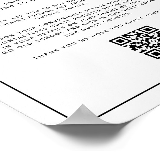 Contactloze QR code gastinfo en welkomstbord Poster (Hoek)