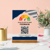 Contactloze QR-code Klantfeedback Navyblauw Acryl Bord (Huwelijk)