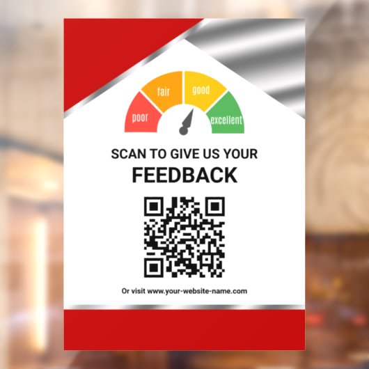 Contactloze QR-code Klantfeedback Rood Raamsticker (Vel 2)