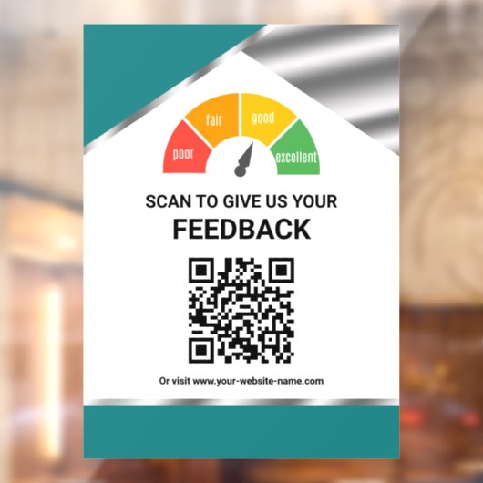 Contactloze QR-code Klantfeedback Teal Raamsticker (Vel 2)